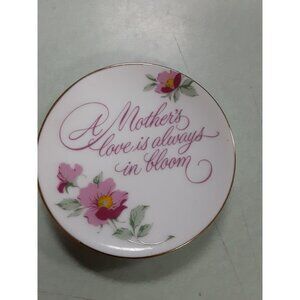 Vintage Porcelain Miniature Plate Wall Hanging A Mothers Love is Always in Bloom